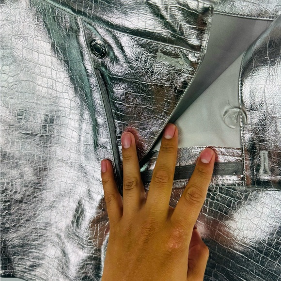 Torn by Ronny Kobo Donnie Metallic Silver Animal Print Asymmetrical Mini Skirt - Picture 5 of 11